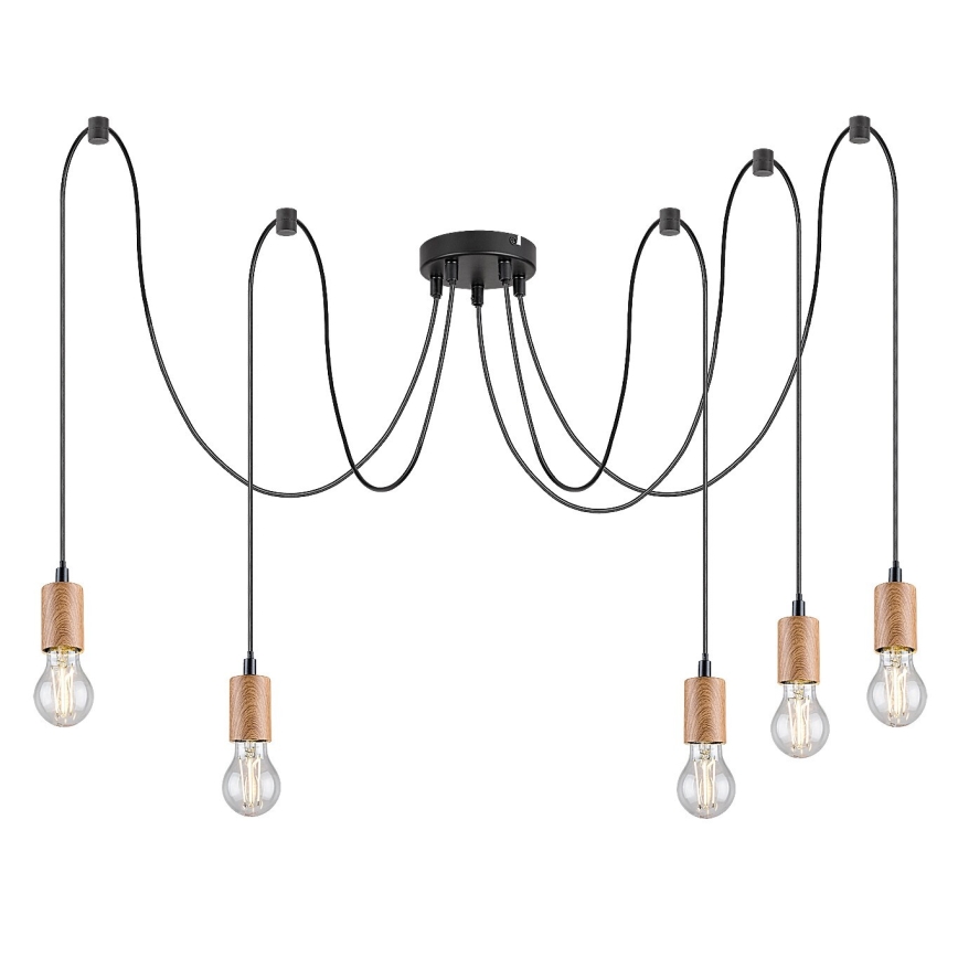 Rabalux - Chandelier on a string 5xE27/60W/230V spider beech