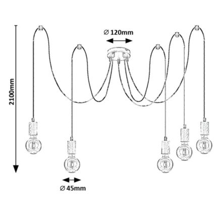 Rabalux - Chandelier on a string 5xE27/60W/230V spider beech