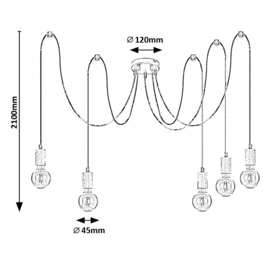 Rabalux - Chandelier on a string 5xE27/60W/230V spider beech