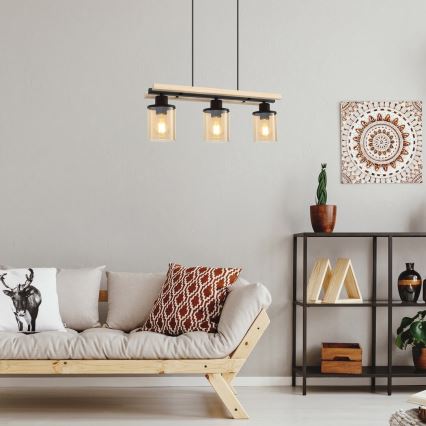 Rabalux - Chandelier on a string 3xE27/25W/230V pine