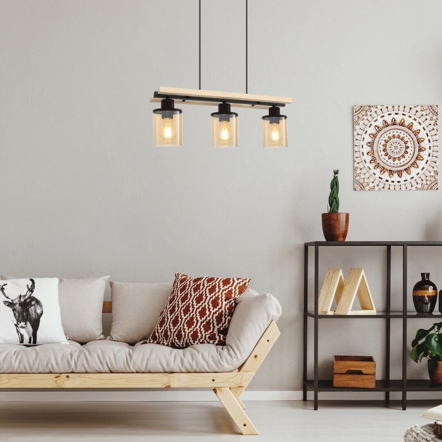 Rabalux - Chandelier on a string 3xE27/25W/230V pine