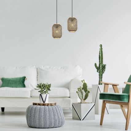 Rabalux - Chandelier on a string 1xE27/40W/230V rattan