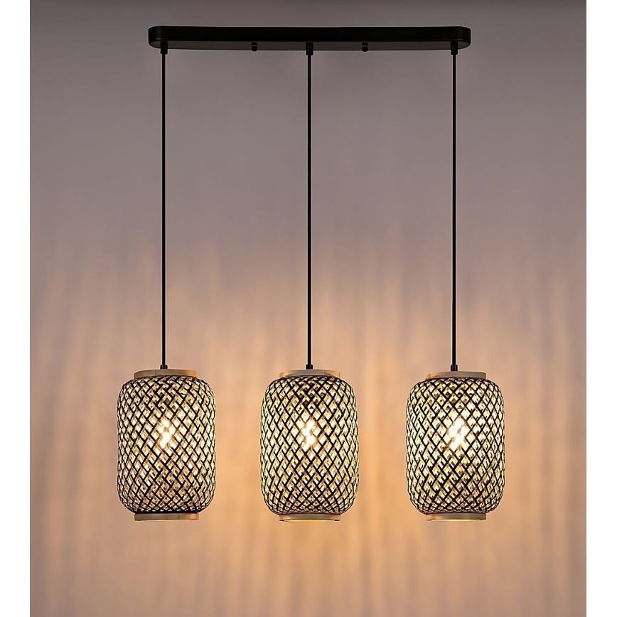 Rabalux - Chandelier on a string 3xE27/40W/230V rattan