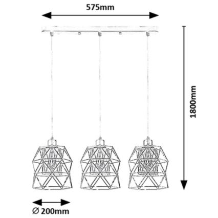 Rabalux - Chandelier on a string 3xE27/40W/230V