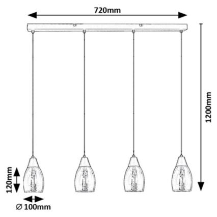 Rabalux - Chandelier on a string 4xE27/15W/230V