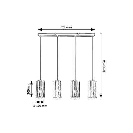 Rabalux - Chandelier on a string 4xE27/40W/230V