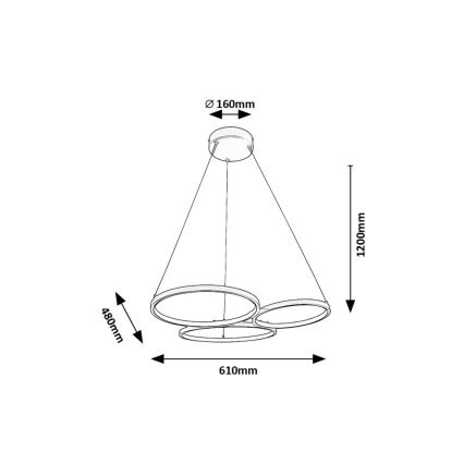 Rabalux - LED Chandelier on a string LED/38W/230V black