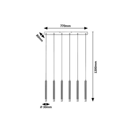Rabalux - Chandelier on a string 6xG9/5W/230V black