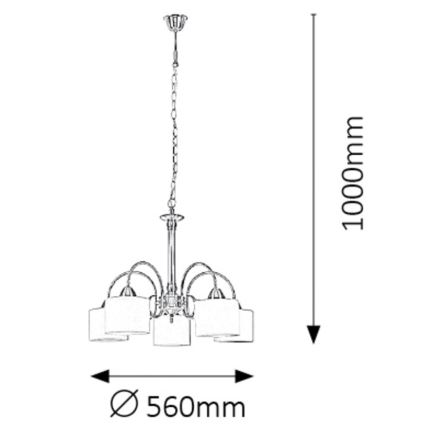Rabalux 7276 - Chandelier EDITH 5xE27/60W/230V bronze