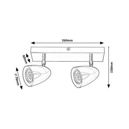 Rabalux - Spotlight 2xGU10/5W/230V black