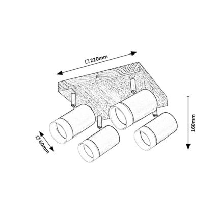 Rabalux - Ceiling spotlight 4xGU10/5W/230V oak