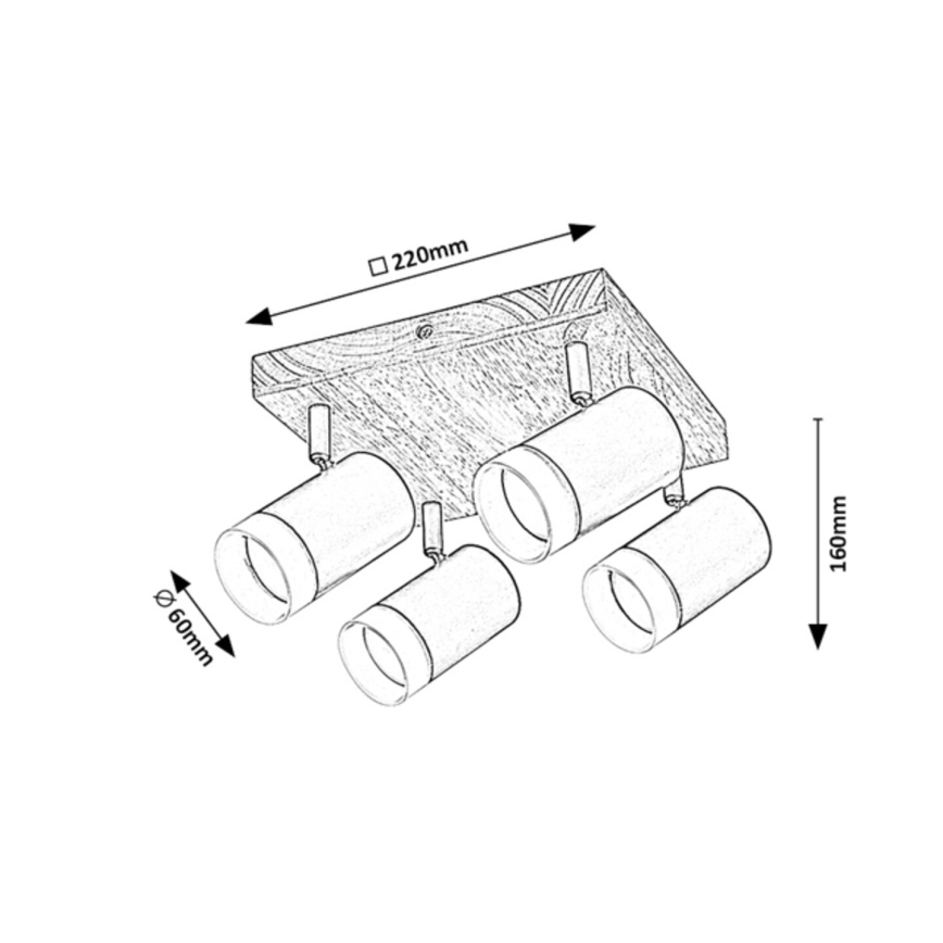 Rabalux - Ceiling spotlight 4xGU10/5W/230V oak