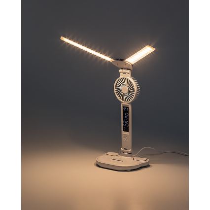 Rabalux - Dimmable LED Desk Lamp with Fan and LED Display, 7W/5V, 3000/4000/6500K