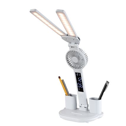 Rabalux - Dimmable LED Desk Lamp with Fan and LED Display, 7W/5V, 3000/4000/6500K