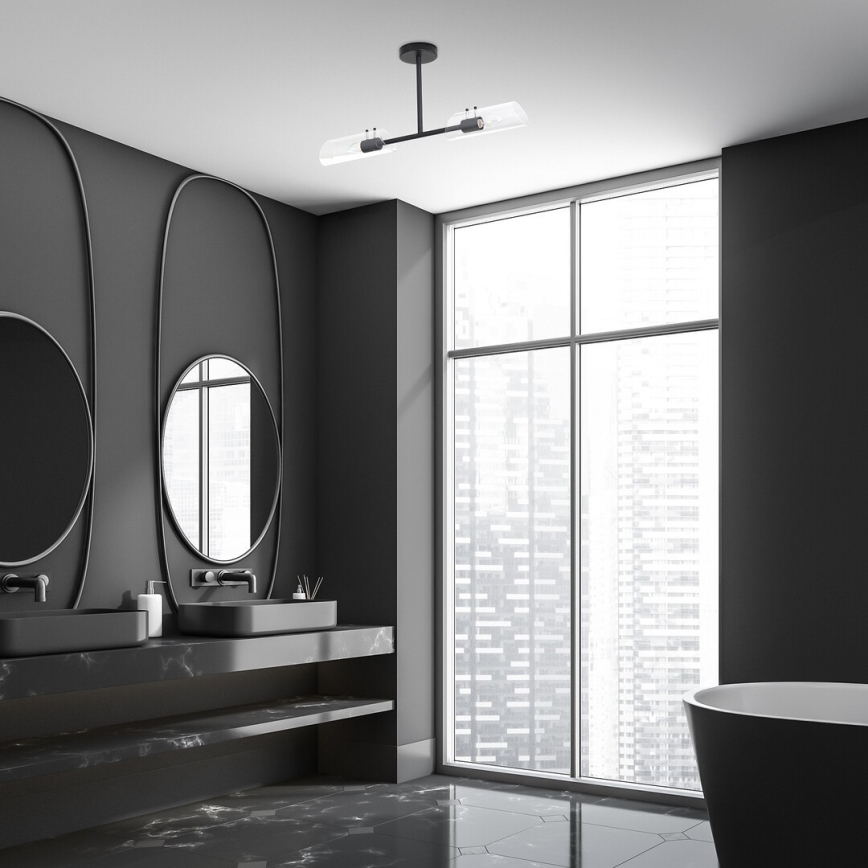Rabalux - Bathroom chandelier on a pole 2xE14/12W/230V IP44 black