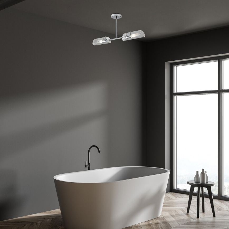 Rabalux - Bathroom chandelier on a pole 2xE14/12W/230V IP44 shiny chrome