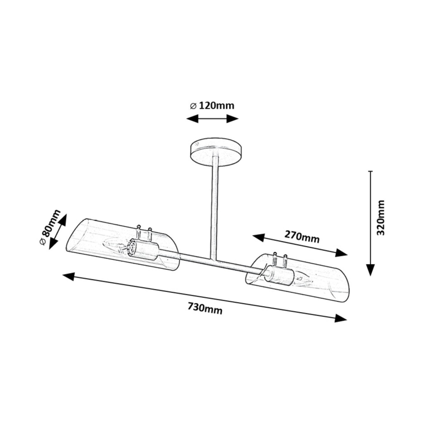 Rabalux - Bathroom chandelier on a pole 2xE14/12W/230V IP44 shiny chrome