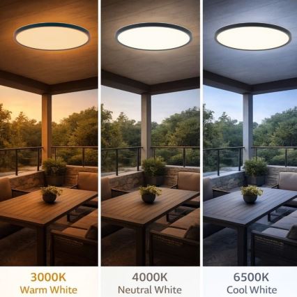 Rabalux - LED bathroom ceiling light LED/24W/230V 3000/4000/6000K Ø 40 cm IP44 black