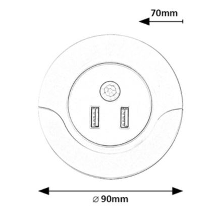 Rabalux - LED Socket night light with a sensor 2xUSB LED/13,9W/230V 3000K