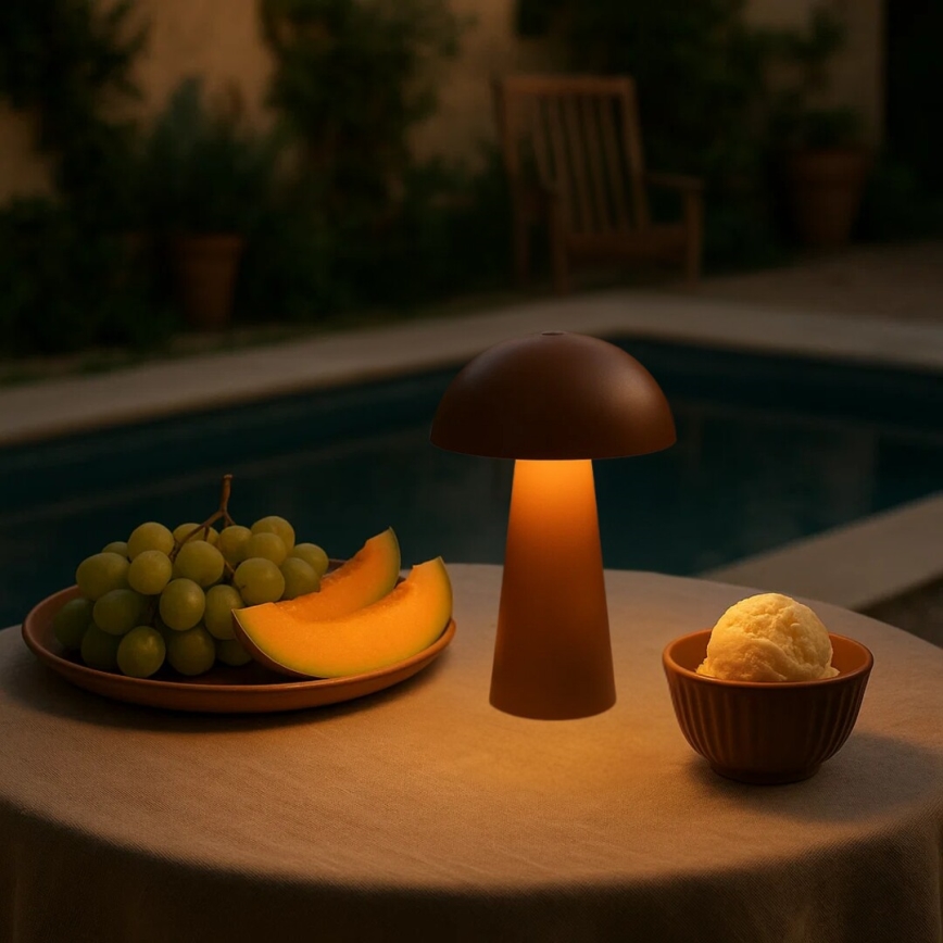 Rabalux - Dimmable LED Touch Rechargeable Outdoor Lamp LED/1.5W/5V IP44 1200 mAh USB Brown