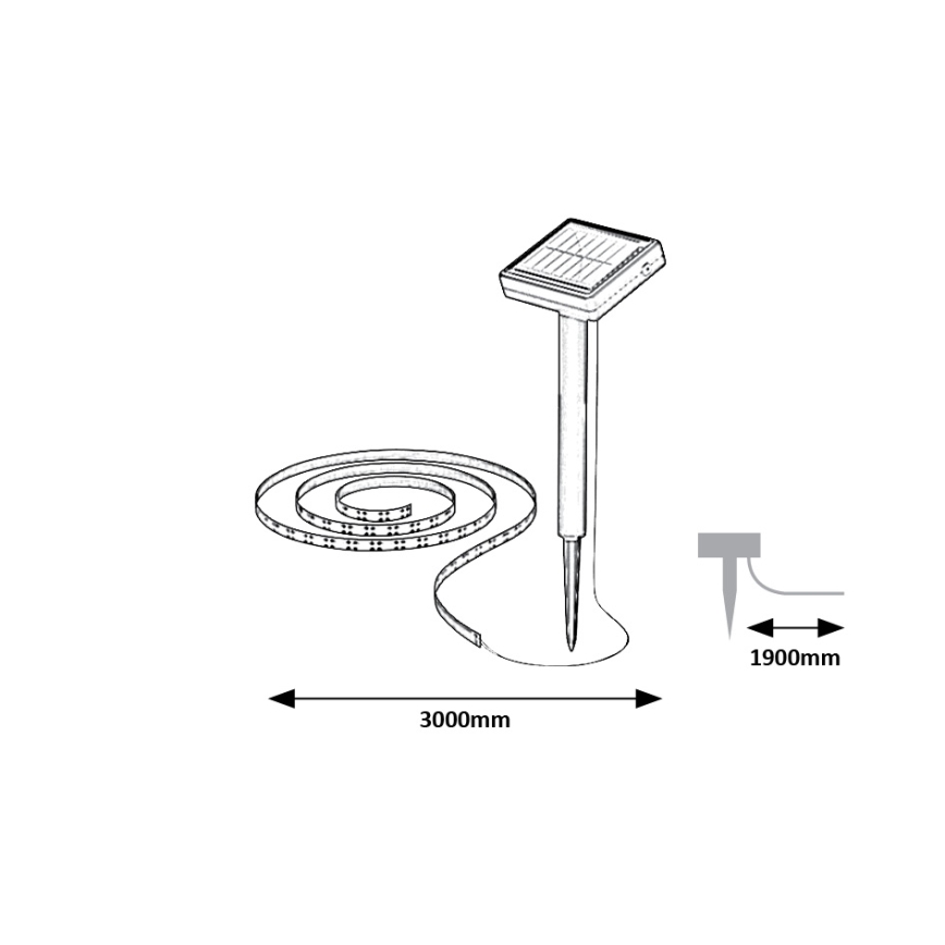 Rabalux - LED Solar strip LED/0,26W/3,2V 4,9m IP44 400 mAh