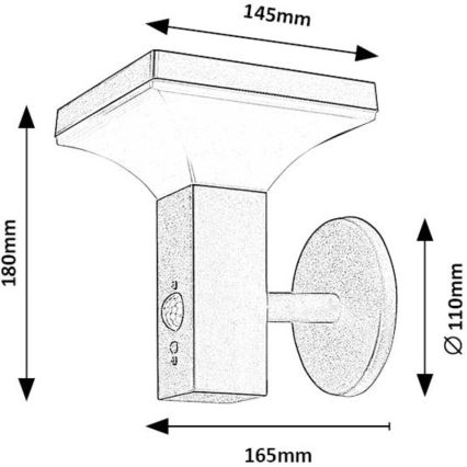 Rabalux - LED Solar wall light with sensor LED/4W/230V IP44 black 2200 mAh