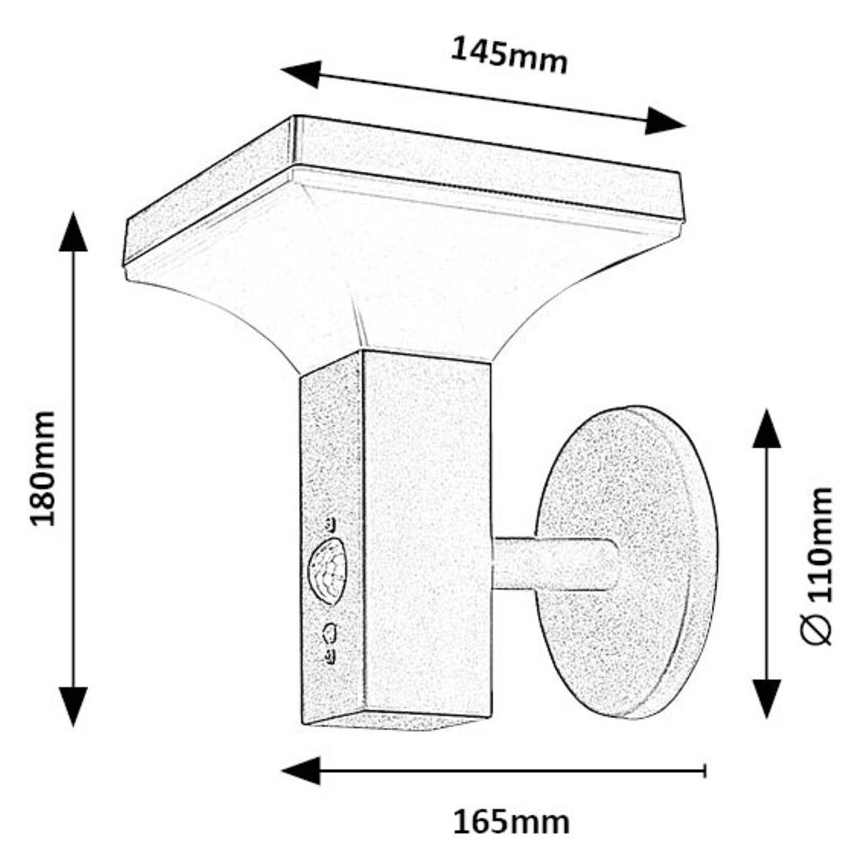 Rabalux - LED Solar wall light with sensor LED/4W/230V IP44 black 2200 mAh