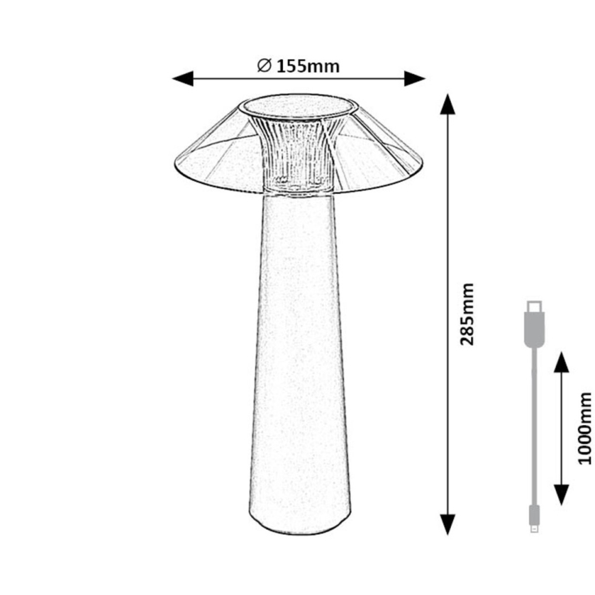 Rabalux - LED Dimmable touch rechargeable table lamp LED/5W/5V IP44 black