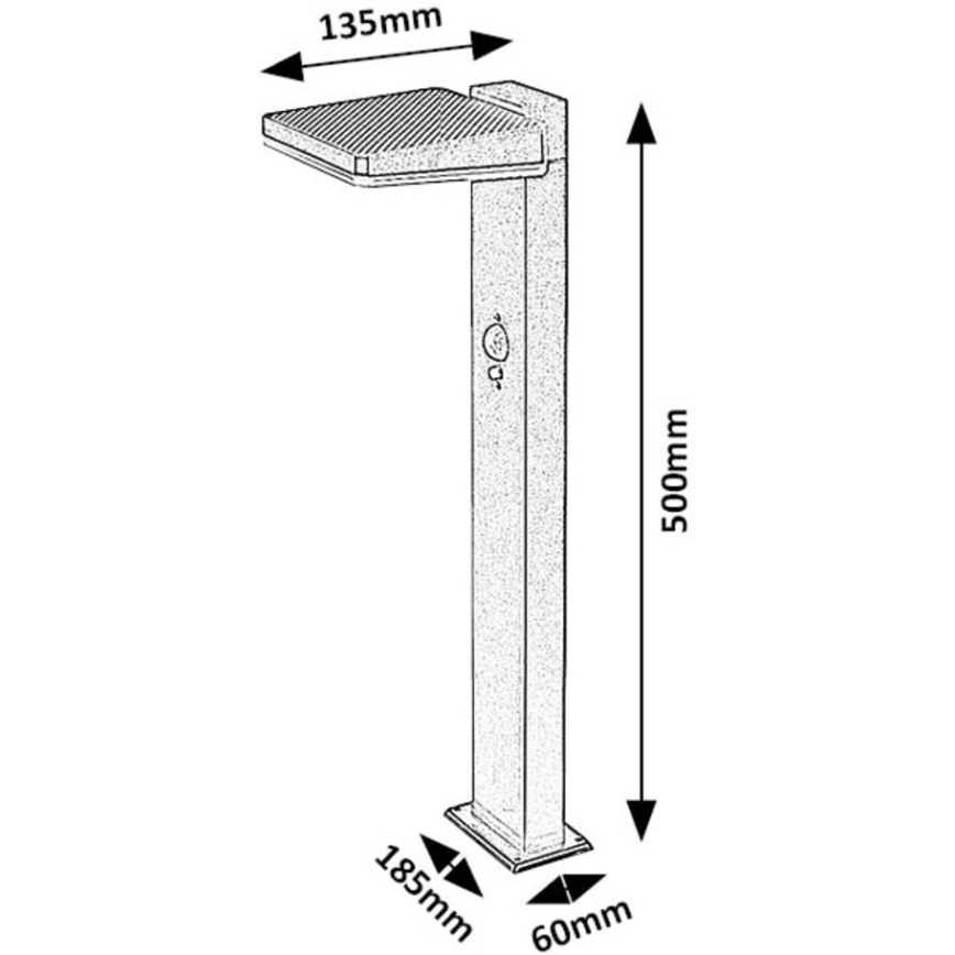 Rabalux - Dimmable LED Solar Outdoor Lamp with Sensor, 4.4 W / 3.7 V, IP54, Anthracite, 2200 mAh