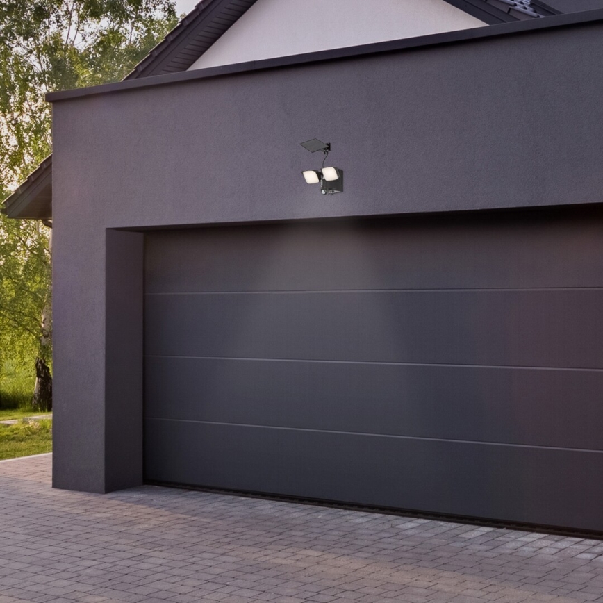 Rabalux - LED Solar wall flexible light with sensor and external panel 2xLED/5W/3,7V IP54 black