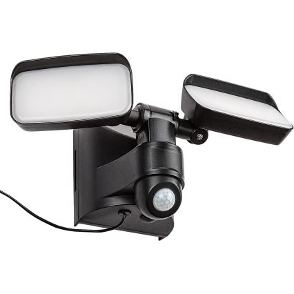 Rabalux - LED Solar wall flexible light with sensor and external panel 2xLED/5W/3,7V IP54 black