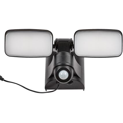 Rabalux - LED Solar wall flexible light with sensor and external panel 2xLED/5W/3,7V IP54 black