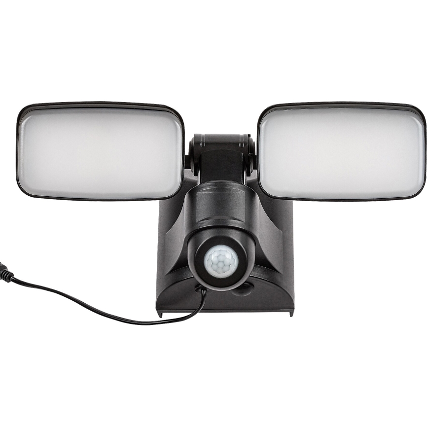 Rabalux - LED Solar wall flexible light with sensor and external panel 2xLED/5W/3,7V IP54 black