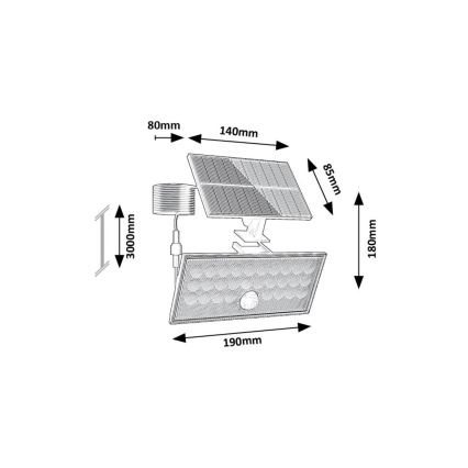 Rabalux - LED Solar floodlight with a sensor LED/8W/3,7V 1800mAh IP65 + remote control