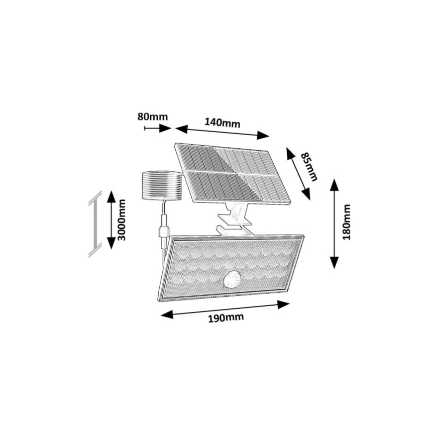 Rabalux - LED Solar floodlight with a sensor LED/8W/3,7V 1800mAh IP65 + remote control