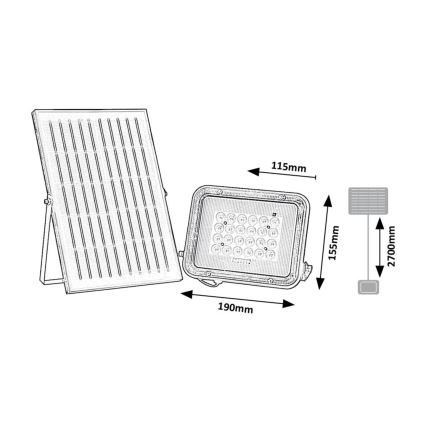 Rabalux - LED Solar floodlight LED/6,5W/3,2V 3000/4000/6500K 1000mAh IP65
