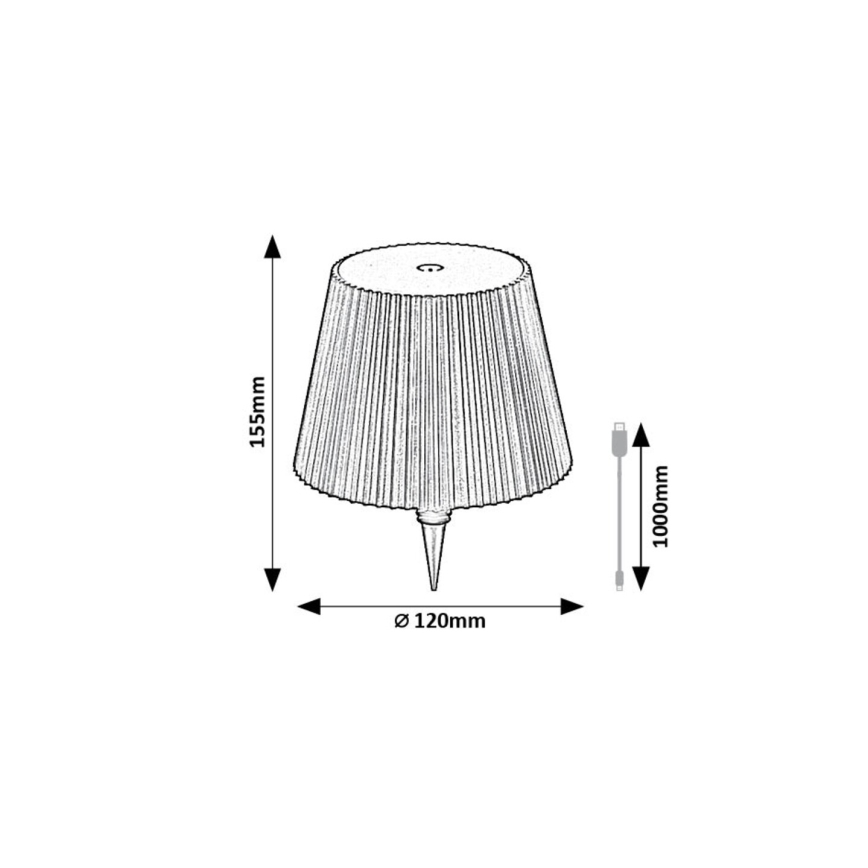 Rabalux - LED Dimmable rechargeable bottle lampshade LED/2W/5V IP44