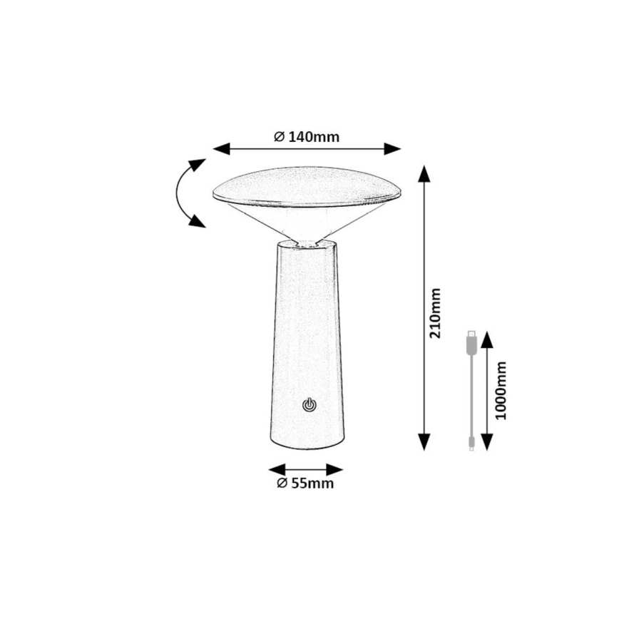 Rabalux - LED Dimmable rechargeable touch table lamp POLPERRO LED/3W/3,7V 1200mAh white