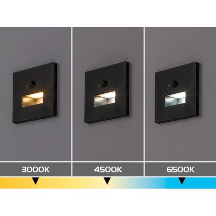 Rabalux - LED Staircase Light with Motion and Dusk Sensor LED/1W/230V 3000/4500/6500K Black