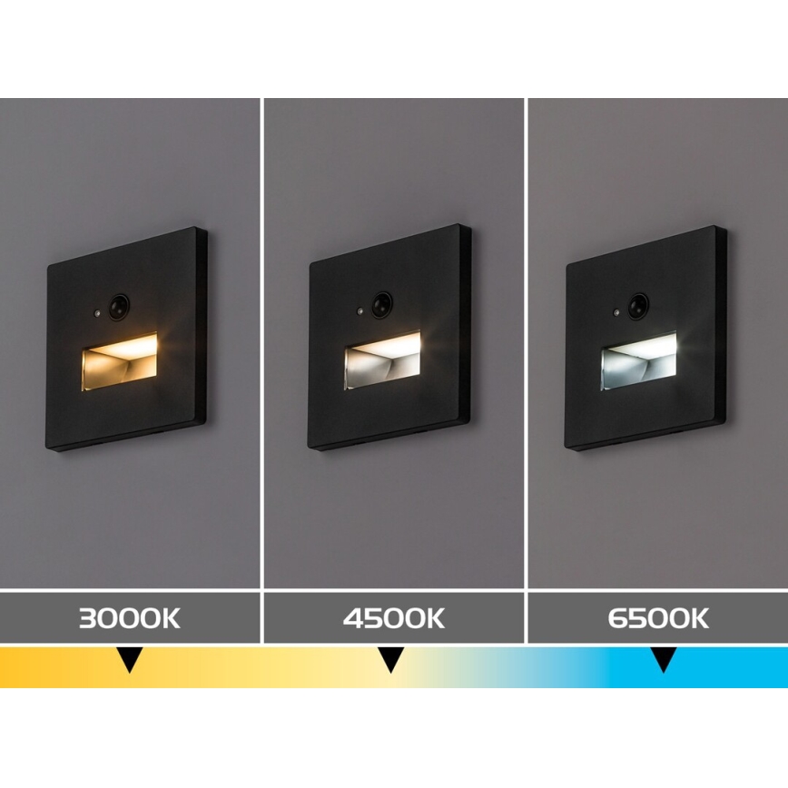 Rabalux - LED Staircase Light with Motion and Dusk Sensor LED/1W/230V 3000/4500/6500K Black