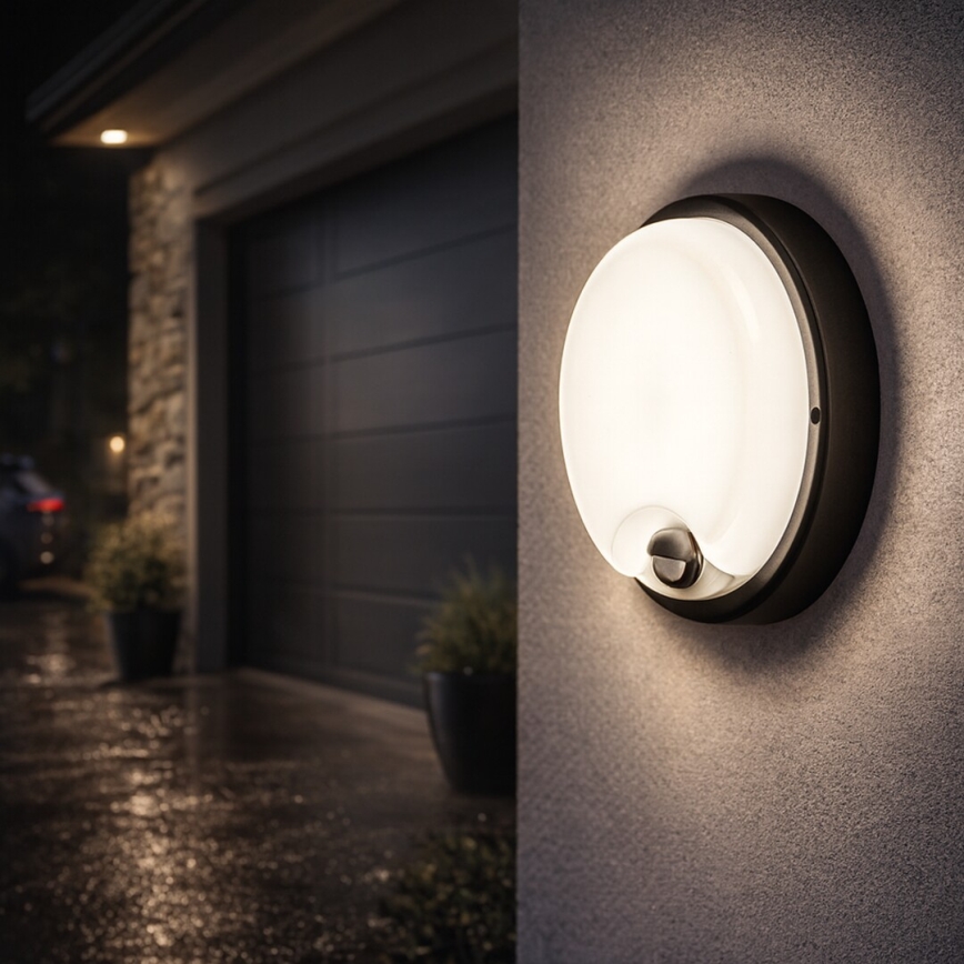 Rabalux - LED Outdoor Wall Light with Sensor, LED/18W/230V, IP65, Black