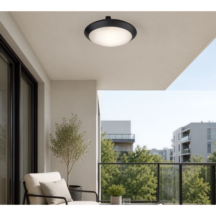 Rabalux - Outdoor ceiling light with motion sensor 1xE27/9W/230V IP65 Ø 30 cm black