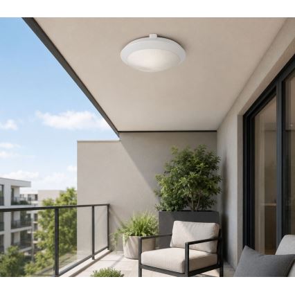 Rabalux - Outdoor ceiling light with motion sensor 1xE27/9W/230V IP65 Ø 30 cm white