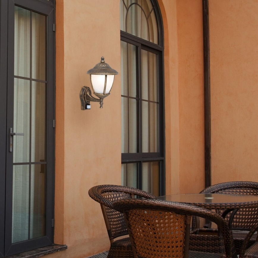 Rabalux - Outdoor wall light with sensor 1xE27/60W/230V IP43 golden