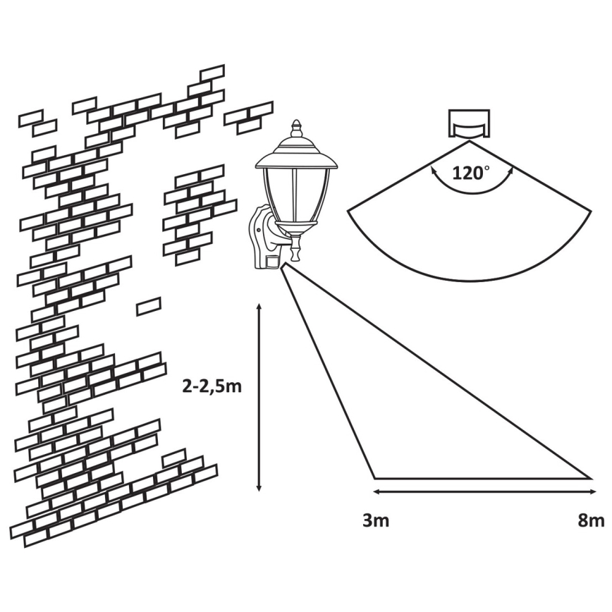 Rabalux - Outdoor wall light with sensor 1xE27/60W/230V IP43 golden