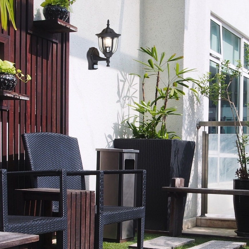 Rabalux – Outdoor Wall Light with Sensor MILANO 1×E27/60W/230V IP43 Black