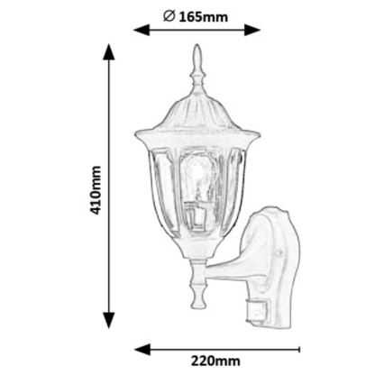 Rabalux – Outdoor Wall Light with Sensor MILANO 1×E27/60W/230V IP43 Black