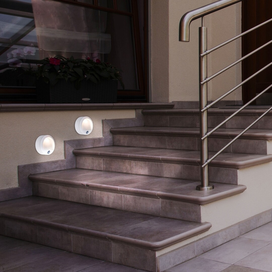 Rabalux - LED Outdoor wall light with sensor LED/1,5W/3xAA IP44 white