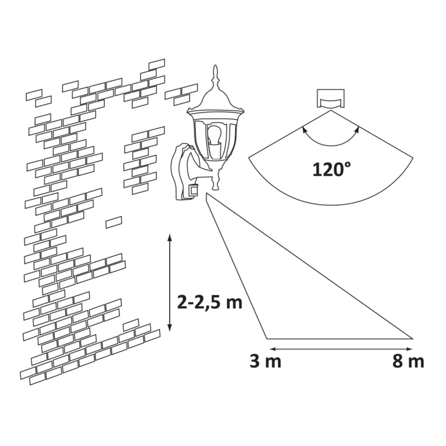 Rabalux – Outdoor Light with Sensor MILANO 1×E27/60W/230V