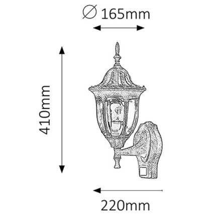 Rabalux – Outdoor Light with Sensor MILANO 1×E27/60W/230V